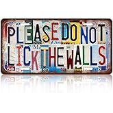 JBYMsign Vintage Wall Decor Please Do Not Lick The Walls License Plate Bar Metal Sign Tin Signs Poster