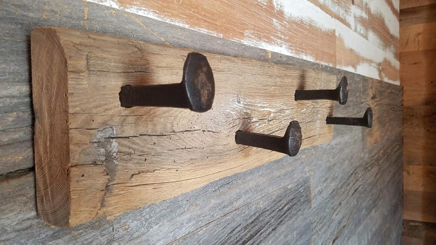 Amazon Com Barn Beam Coat Rack With Railroad Spikes Rustic Touch