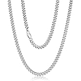 HEXALOVA Chain for Men Stainless Steel Cuban Link Chain Necklace Silver Toned Mens Necklaces 18, 20, 22, 24, 26 Inch