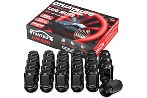 OTUAYAUTO M12x1.5 Lug Nuts - 24PCS Black 12mmx1.5 Closed End Bulge Acorn Lug Nut, 12x1.5 Wheel Lug Nuts, Cone Seat, 19mm Hex, Replacement for Chevy Ford Toyota Aftermarket Wheels