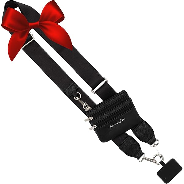 Sangle De Téléphone Avec Pochette Zippée, Clip Réglable Et
