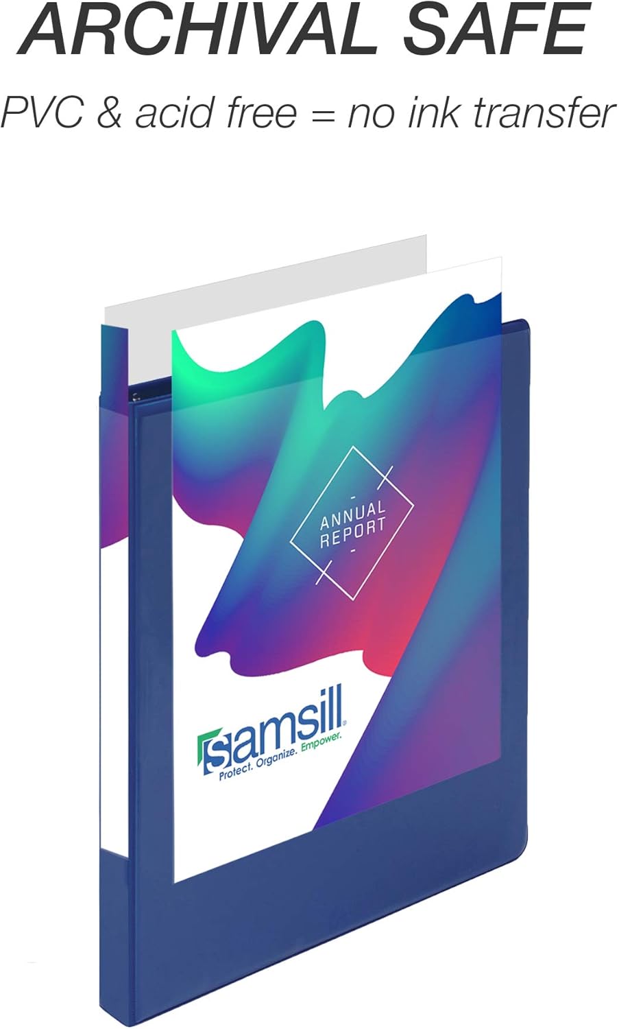 Samsill Durable .5 Inch Binder / Blue Round Ring Binder / Customizable Clear View Binder / Bulk Binder 8 Pack / Blue 3 Ring Binder / Half inch Binder : Office Products