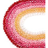 Elecrelive 7 Strands Pink Red Glass Crystal Beads 2mm Faceted Briolette Glass Beads Electroplate Loose Crystals for Valentine Jewelry Necklace Bracelet Making