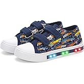 Toddler Kids Sneakers for Boys Girls Light Up Canvas Shoes Children Low Top Casual Outdoor Sneaker with Adjustable Straps