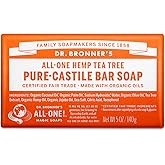 Dr. Bronner's - Pure-Castile Bar Soap (Tea Tree, 5 ounce) - Made with Organic Oils, For Face, Body, Hair and Dandruff, Gentle
