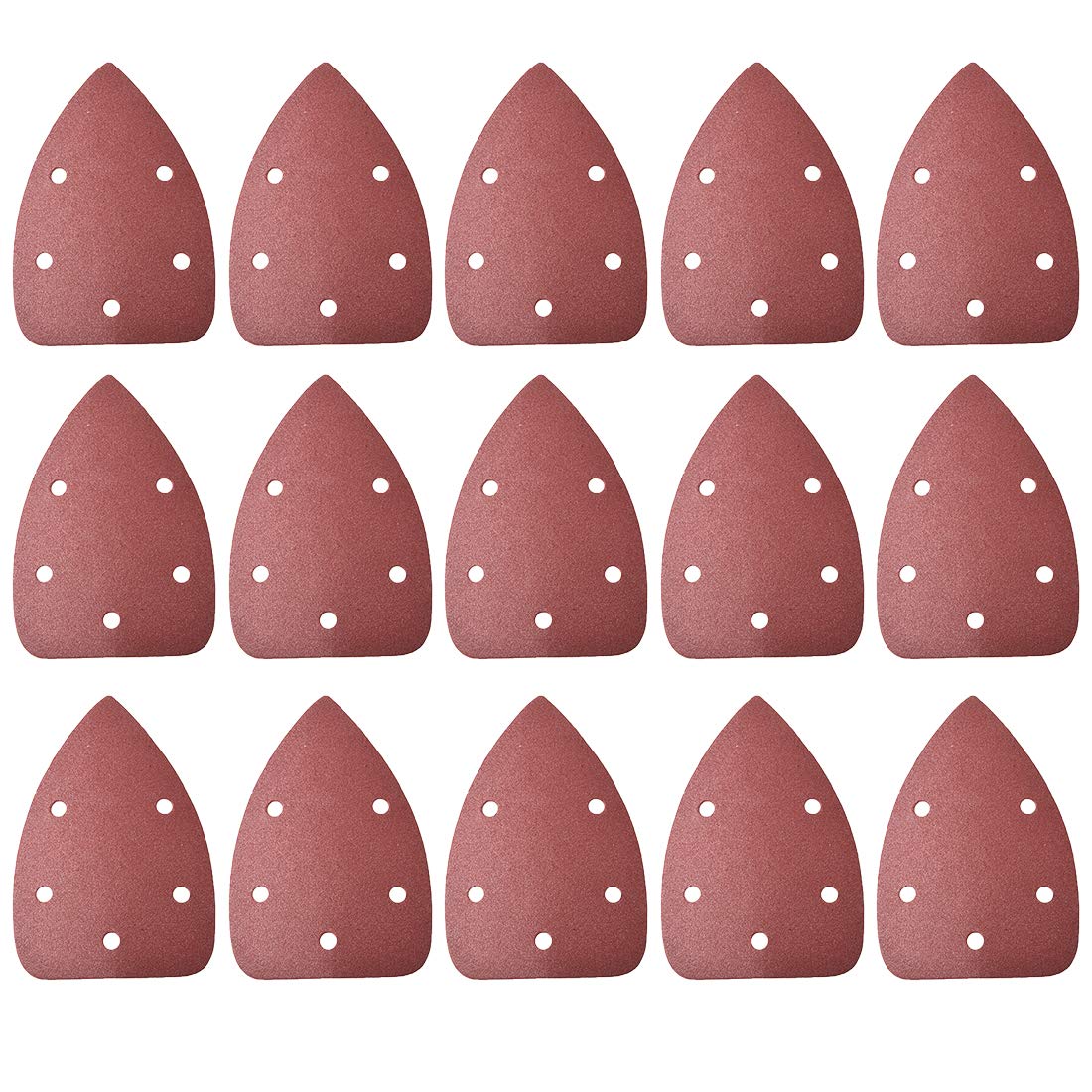 sourcing map Detail Sander Sandpaper, Triangular Sanding Paper, Hook and Loop Sanding Pads, Triangle Oscillating Multi Tool, 150 Grits 5 Holes, 15pcs