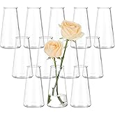 Hewory Glass Bud Vases for Centerpieces: Small Clear Modern Flower Vase Set of 12, Minimalist Cute Mini Decorative Bulk Vases for Wedding Birthday Bridal Shower Party Events Dining Room Table Decor