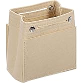 uxcell Purse Organizer Insert, Portable Felt Organizer Bags with Snap Multiple Compartments Purse Liner for Domed Satchel, Tote Bag, Handbag Shaper (7" x 4" x 6.3", Beige)
