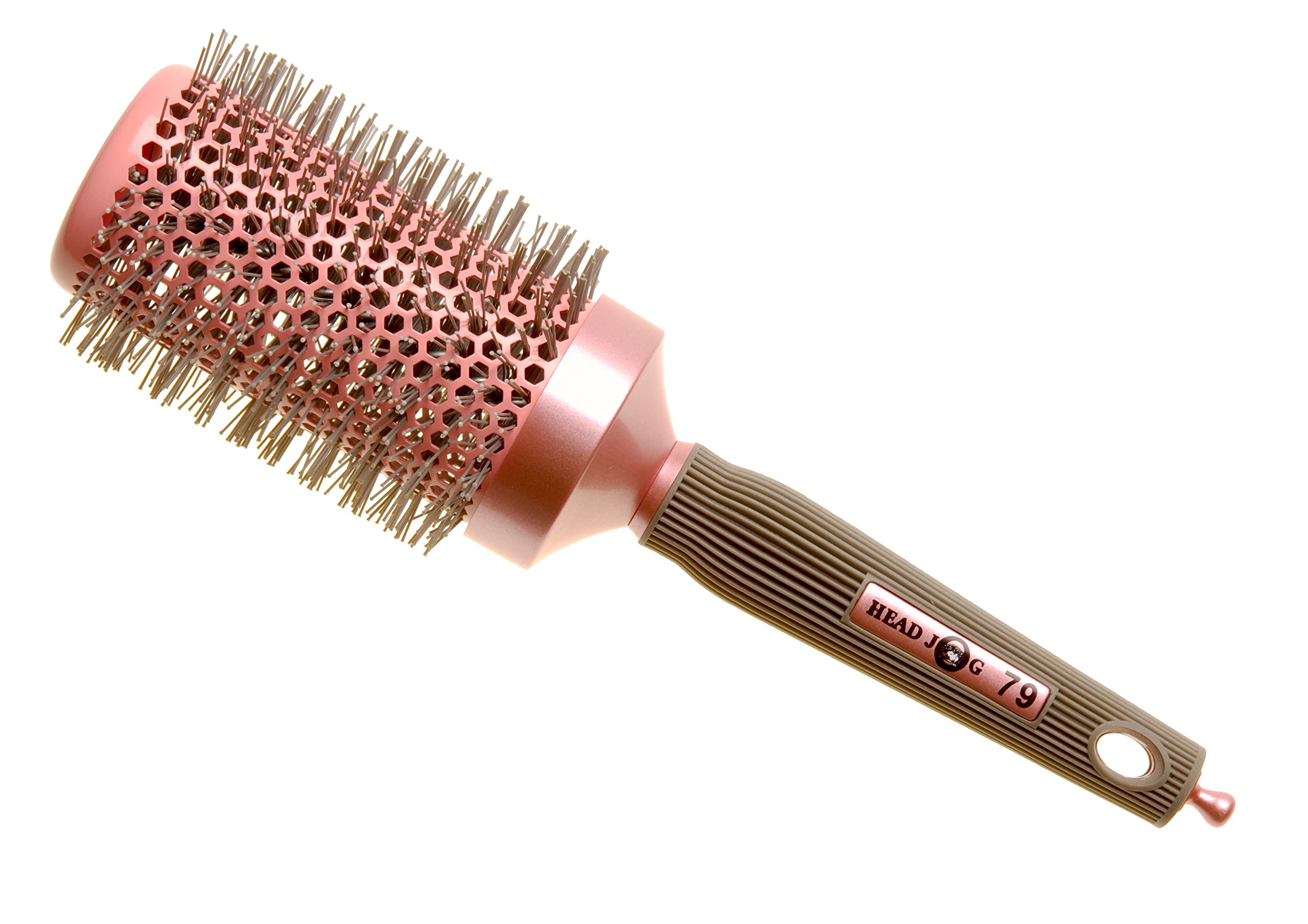 Head Jog 79 Pink Radial Brush. Ceramic Coating Barrel with Nylon Bristle & Rubber Handle. Lightweight & Durable Hair Brush for Hairdressing. Reduce Frizz for Healthy Looking Hair. (50mm) — image 1