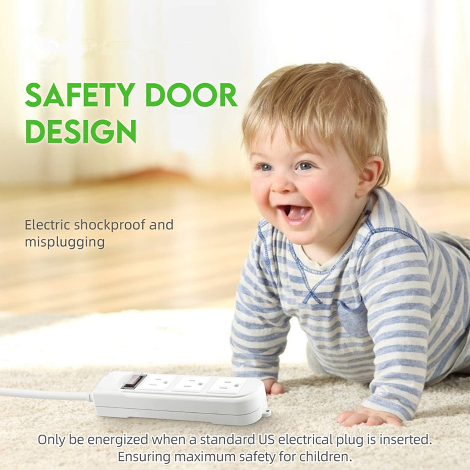 Outdoor Power Strip with Surge Protection Weatherproof Protector Waterproof International Outlet Electric Flat Plug Cord Travel White for Home Garden Patio Kitchen Living Room: Home Audio & Theater