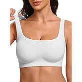 VRVOICE Womens Wireless Jelly Bras No Underwire Support Push Up Removable Straps (U/Cross/Halter) Everyday Sports Bra