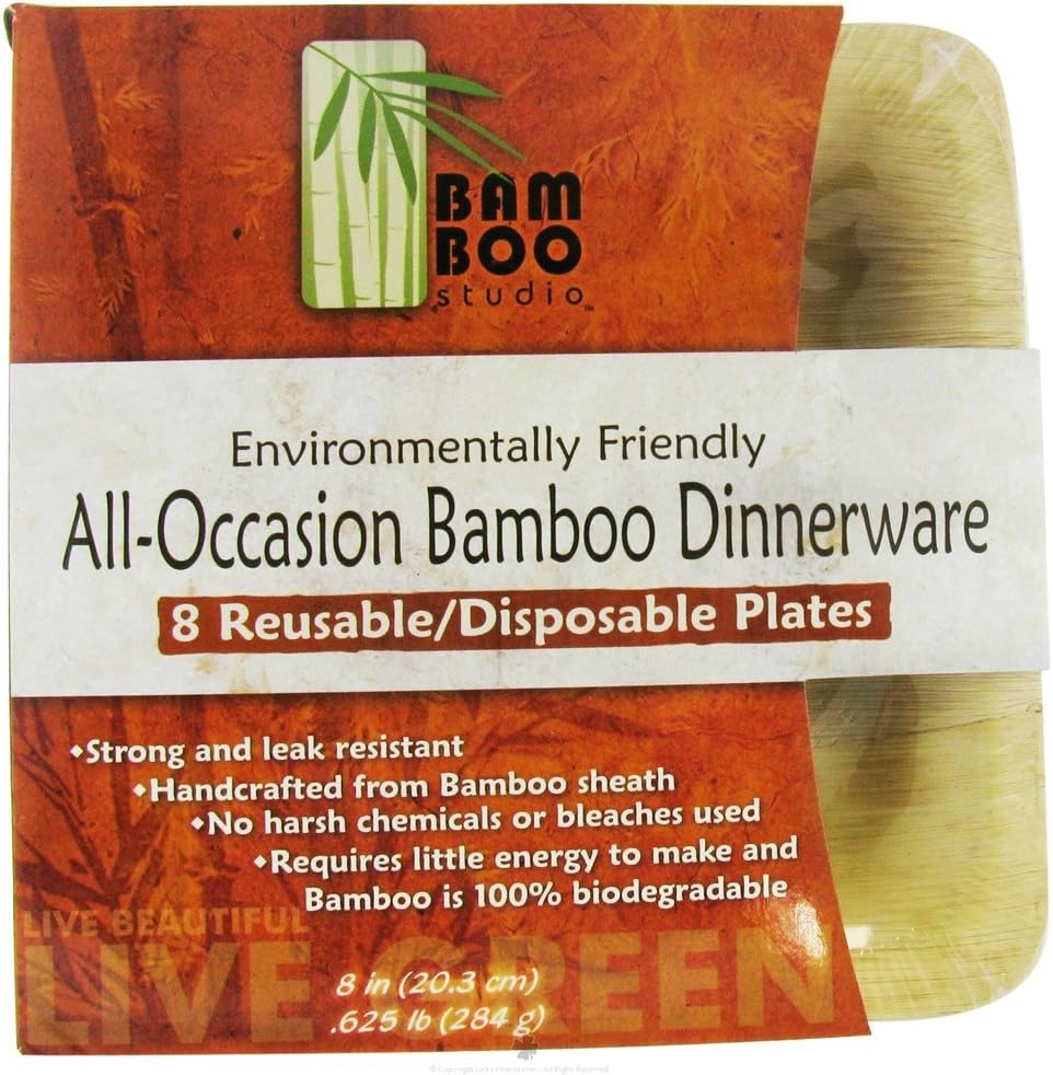 Bamboo Studio 8 Square Inch Plate, 8-Pack, Natural Color