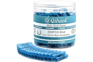 200 PCS Heat Shrink Butt Connectors, Qibaok Waterproof Butt Connectors Insulated Electrical Wire Connectors Crimp Connectors Butt Splice Terminal for Automotive Marine Boat Truck Trailer Stereo