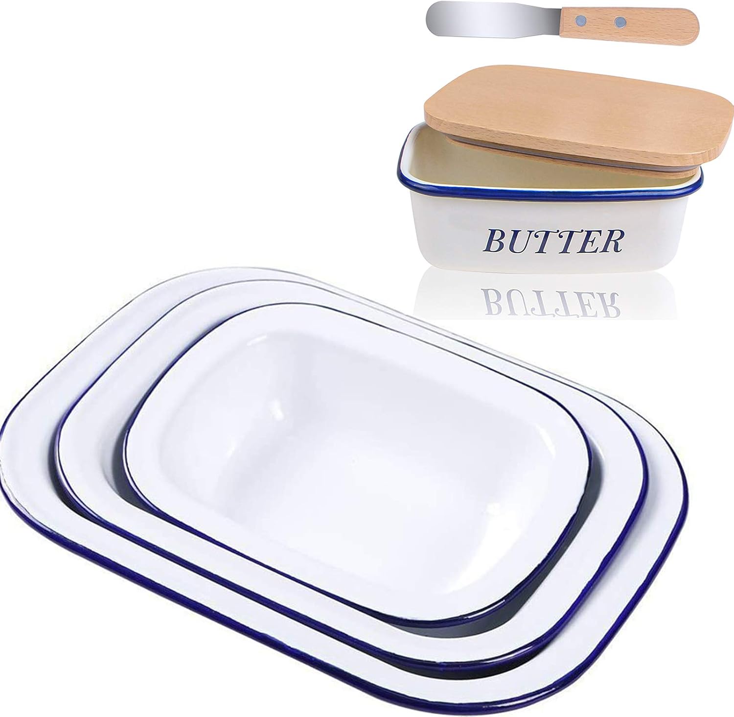 ake Enamelware Container Farmhouse Pans, Enamel Butter