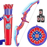 HYES Bow and Arrow for Kids, LED Light Up Archery Set with 12 Suction Cup Arrows, 1 Hanging Target, 3 Score Targets & 1 Quiver, Indoor Outdoor Sport Gifts for Boys Girls Ages 4-12, Blue