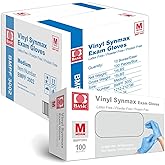Basic Medical Synmax Vinyl Exam Gloves - Latex-Free & Powder-Free - Medium, BMPF-3002(Case of 1,000) Blue