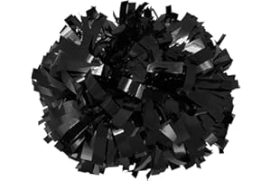 ICOBUTY Metallic Cheerleader Cheerleading Pom Poms 6 inch 1 Pair 2 Pieces (Black)