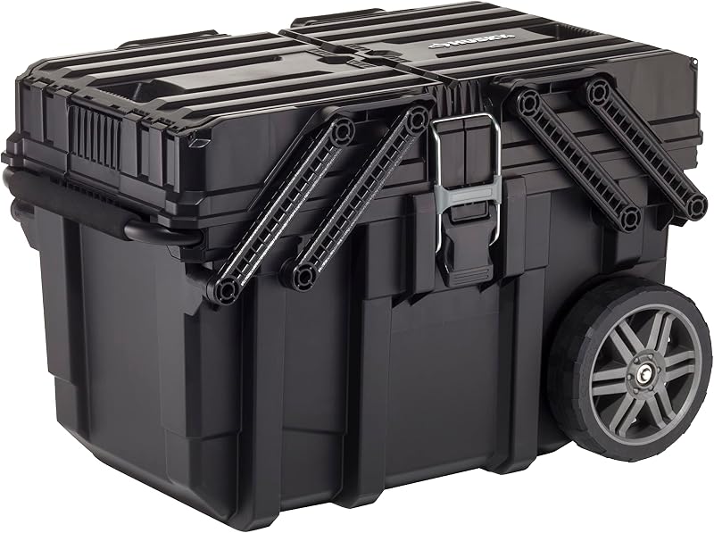 Keter Black Horizontal Tool Box Trolley with Wheels and Handle 65cm