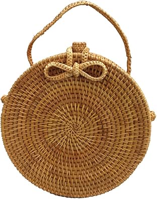 round rattan purses
