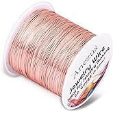 22 Gauge Jewelry Wire, Anezus Rose Gold Craft Wire Tarnish Resistant Copper Beading Wire for Jewelry Making Supplies and Crafting (Rose Gold, 49 Yards/45 Meters)