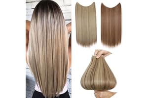 Hairro Invisible Wire Hair Extensions Halo Hair Extension Hidden Headband Secret Hairpiece Synthetic Fiber For Women No Clip 