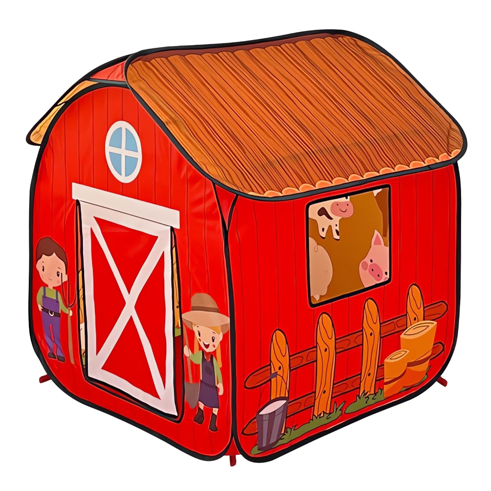 Kids Play Tent, Pop Up Barn for Kids, Indoor Outdoor Folding Portable Playhouse for Boys and Girls