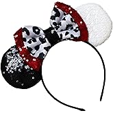 CLGIFT Halloween Minnie Ears, Orange Minnie Ears, Black Mickey Ears Headband, Halloween Costume (Cruella)