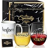 Before Patients Coffee Mug After Patients and Because Patients Stemless Wine Glasses Funny Gift Set for Dentist Doctors Unique Nurses Day Gift idea Valentines Graduation Gifts (Black)