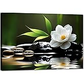 YIOZHAOFH Lotus Flower Wall Art Zen Canvas Inhale Exhale Poster Black Spas Nature Prints Pictures for Meditation Wall Decor Framed Artwork Ready to Hang (16.00" x 24.00")