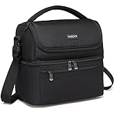 Vaschy Lunch Bag for Men and Women - 8L Capacity, Water Resistant, with Shoulder Strap and Carry Handle, Black