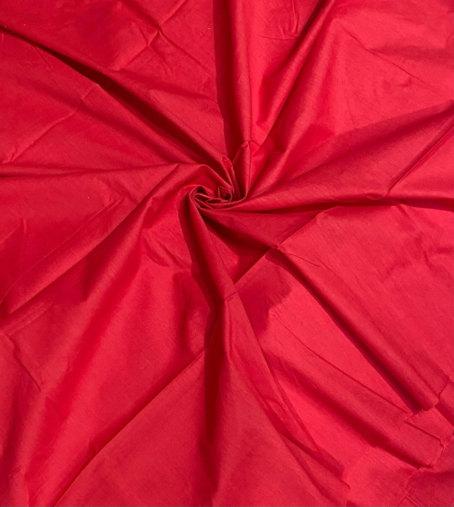 Novato Textiles Plain Polycotton Fabric Dress Craft Material 44" Wide Available in 8 Colours (RED, 10 Meter)