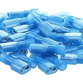 Blue Female Spade Connector 16-14 AWG/Gauge Disconnect Crimp Terminals | AIRIC,UL,100 Pcs,Blue Female Connectors,Electrical Terminal,16,14 AWG Wire,Nylon Spade Connect,Quick Disconnect,Speaker Auto