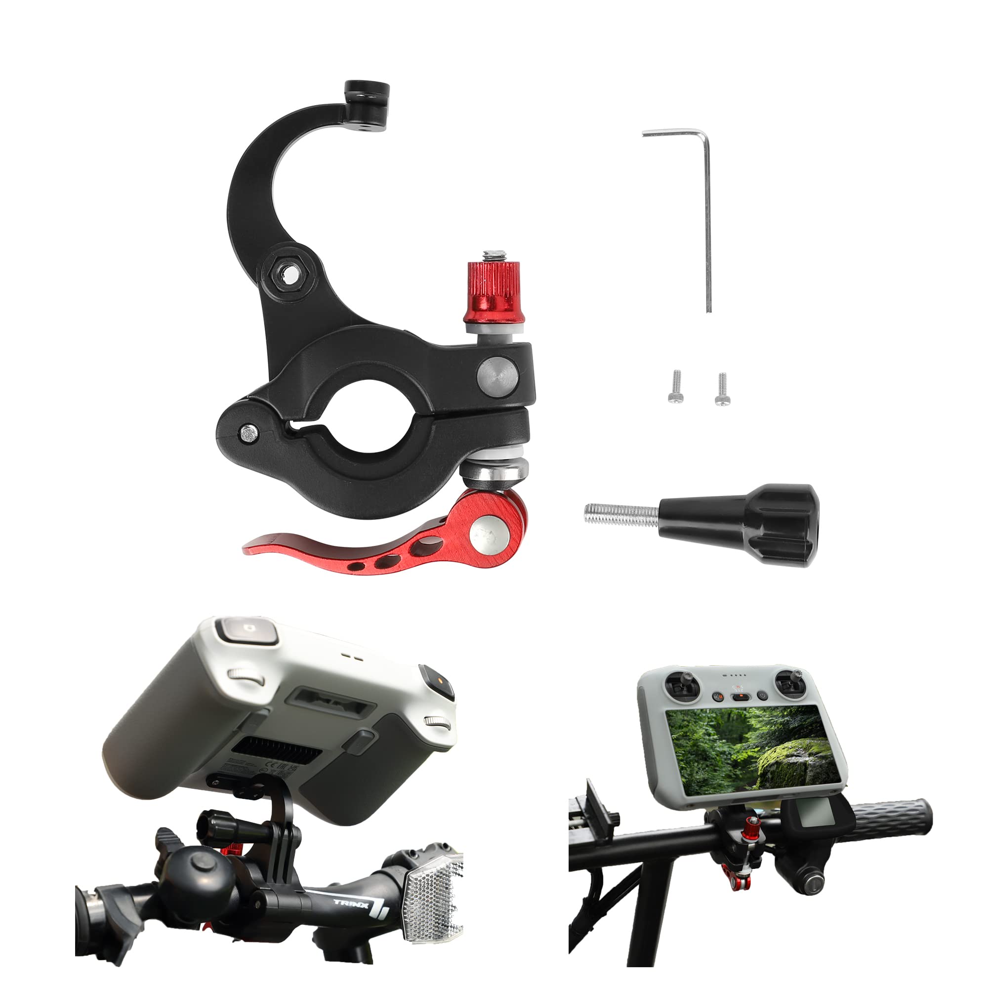 Fututech 22-26mm Handlebar Mount for DJI RC Connector for GoPro DJI Action 2 for Insta360 Action Camera Bracket Remote Control for Bike Scooter Scooter