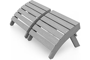 MXIMU Folding Adirondack Ottoman Set of 2: HIPS Plastic Outdoor Footrest Easy Assembly - All Weather Foot Rest Foot Stool for Adirondack Chair Use in Patio Garden Backyard Pool (Grey)
