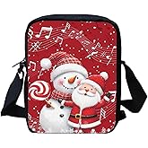 COEQINE Christmas Purse Santa Snwoman Purses for Women Lightweight Portable Machine Washable Christmas Gifts for Family Red Crossbody Bag With Strap