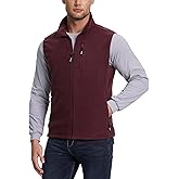 Outdoor Ventures Men's Full-Zip Lightweight Polar Fleece Vest Outerwear with 5 Pockets Warm Winter Sleeveless Jacket Casual