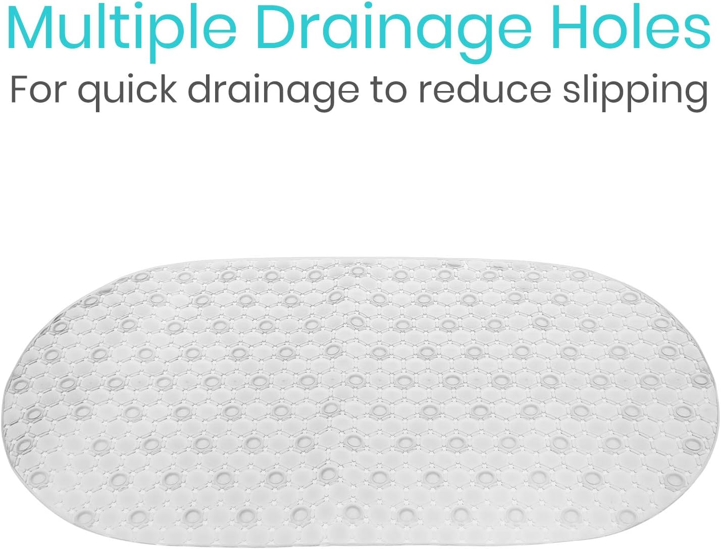 Vive Oval Bathtub Mat - Nonslip Shower Floor Pad - Non-Slip and Non-Skid for Bath Tub with Strong Rubber Suction Cup Grip - for Baby, Elderly, Kids, Bathroom (Clear): Health & Personal Care