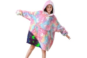 Cloele Wearable Blanket Hoodie Kids Glow in The Dark Blanket - Oversized Hooded Sweatshirt Unicorns Birthday Christmas Gifts