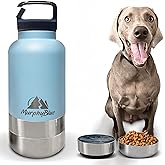 MurphyBlue Dog Water Bottle | 32 oz. Capacity Insulated Stainless Steel, Lid w/Built-in Carabiner, BPA Free Plastic Detachable Bowls, Portable Dog Water Bottles, Travel Bowls for Pets