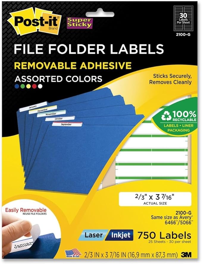MMM2100G Postit Removable File Folder Labels Electronics