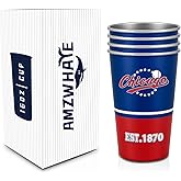 AMZ WHALE Drinking Cups Set of 4, 16oz Per Cup,Sports Travel Coffee Mug, Stainless Steel, Insulated,Classic Collection Gifts for Fans