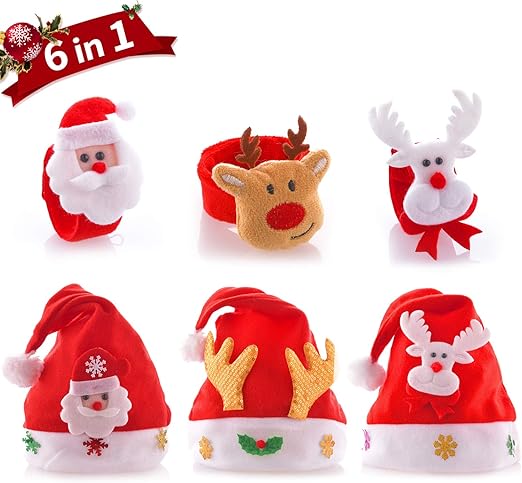 Amazon Com Idon 3pcs Christmas Hat 3pcs Christmas Slap Bracelet