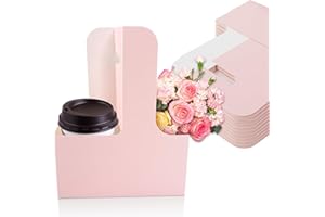 MAQIHAN 2 Cup Drink Carrier with Handle - 12Pcs Disposable Paper Cardboard Coffee Cup Holder Portable Drink Caddy Cup Carriers Foldable to go Cup Holder Food Delivery Accessories for Hot/Cold Drinks