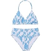 RoseSeek Girl's Tie Dye Smocked 2 Piece Swimwear Sets Backless Halter Bikini Cute Brief Bathing Suit