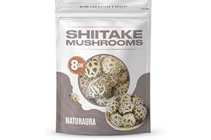 NATURAURA - 8 oz of Large Premium Whole White Flower Dried Shiitake Mushrooms - Great Tasty, Healthy, Nutritious & Umami Rich Protein Substitute, Vegan, Keto Friendly, Gluten Free - Grade AAA
