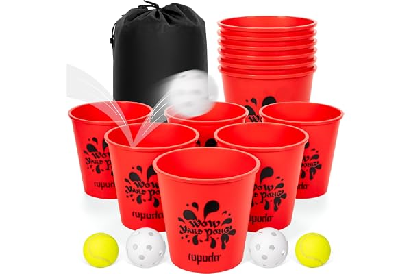 ropoda Giant Yard Pong,Yard Games with Durable Buckets and Balls - Choose Red Large, XL, or Green - Glow in The Dark, Outdoor