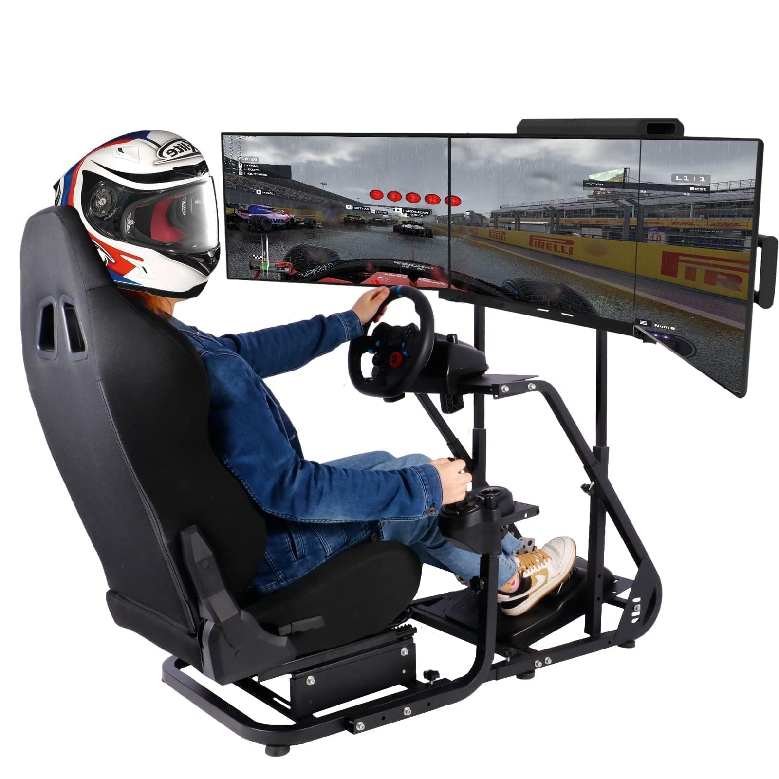 Marada Racing Simulator Cockpit with TV Bracket Mounting Holes Fit for Logitech/Fanatec/Thrustmaster G923 G27 G29 G920 T300, Adjustable Driving Simulator, No Steering Wheel Pedal TV Seat