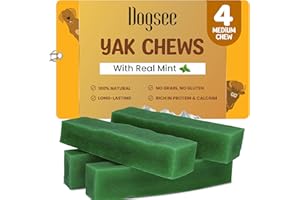 Dogsee Mint Flavor Himalayan Yak Chews for Dogs (Medium - 4 Bars) | Aid Digestion | Dog Chews for Teeth Cleaning | Odorless Dog Treats | Rawhide Free | Long Lasting
