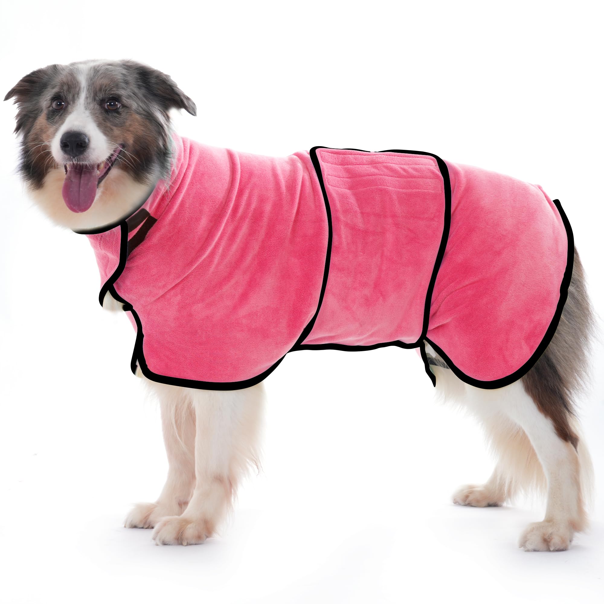 HezzLuv Dog Bathrobe Ultra Absorbent Microfibre Dog Drying Coat for Quick Drying, Soft Double Layer Robe Towel for Puppy & Adult Pets Cats Bathing, Swimming & Grooming