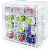 LCFALO Daily Contact Lenses Storage Organizer Case, Colored Contact Lenses Clear Plastic 12-lattice Large Suspensibility Daily Contact Lens Case Storage Box